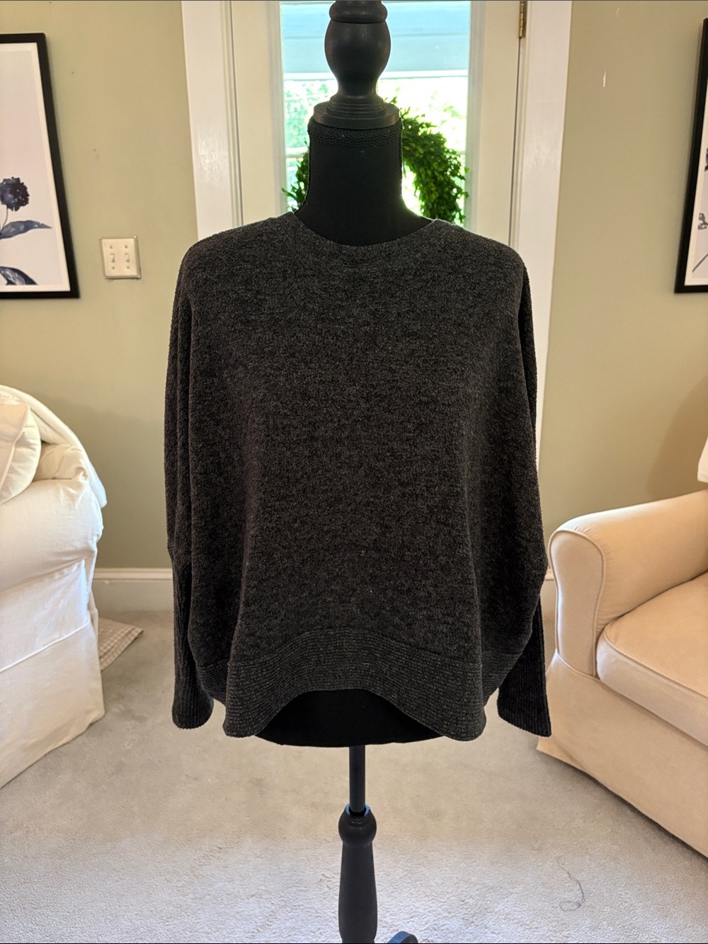 Women's Charcoal Crewneck Sweater - Cozy Everyday Knit